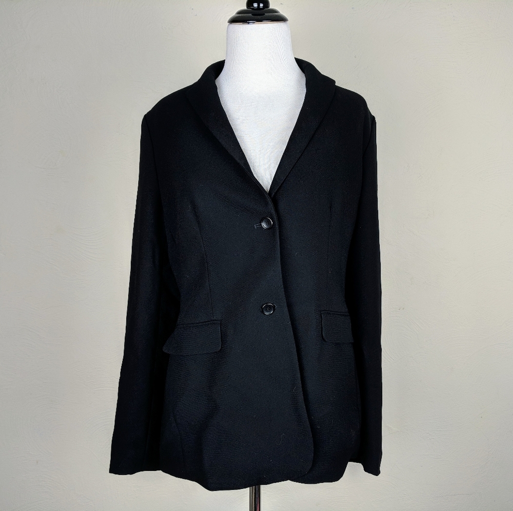 Loft Blazer Jacket Black Ann Taylor Classic Dark Academia Office Career Neutral